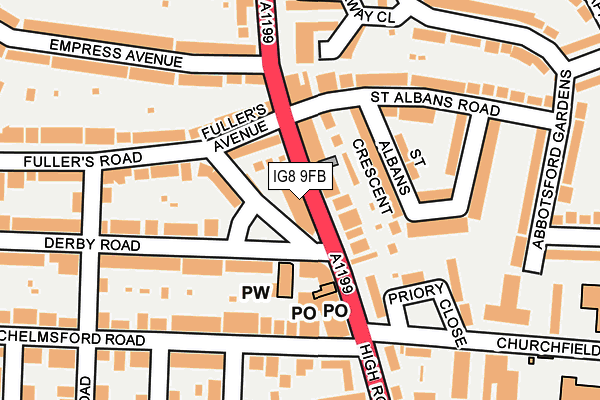 IG8 9FB map - OS OpenMap – Local (Ordnance Survey)