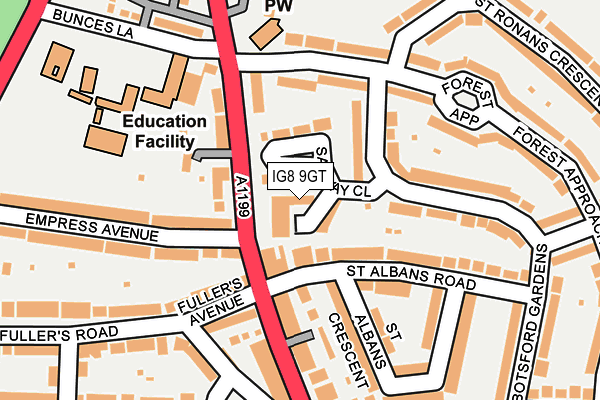 IG8 9GT map - OS OpenMap – Local (Ordnance Survey)