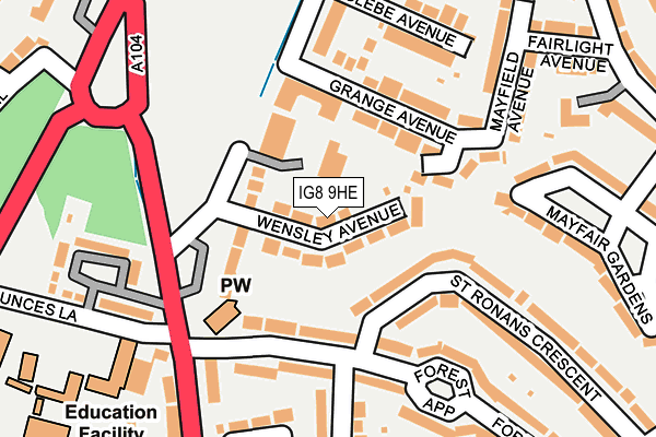 IG8 9HE map - OS OpenMap – Local (Ordnance Survey)