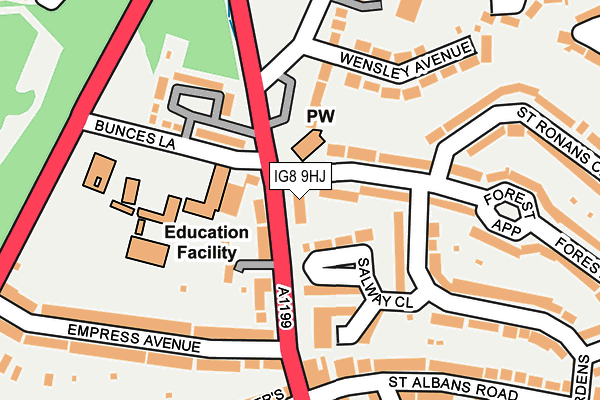 IG8 9HJ map - OS OpenMap – Local (Ordnance Survey)