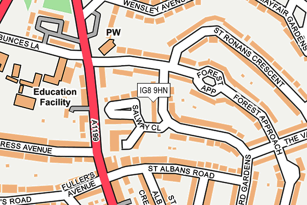 IG8 9HN map - OS OpenMap – Local (Ordnance Survey)