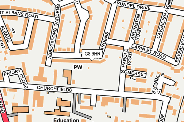 IG8 9HR map - OS OpenMap – Local (Ordnance Survey)