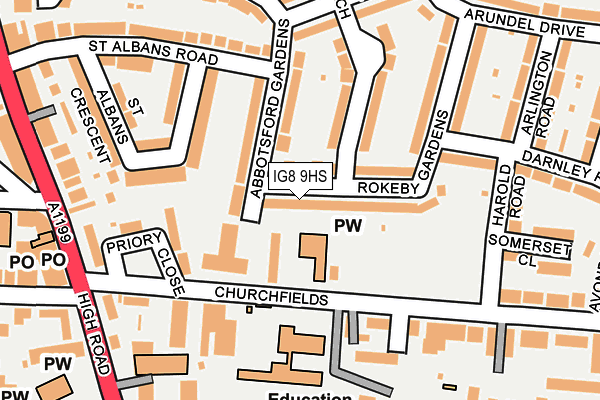 IG8 9HS map - OS OpenMap – Local (Ordnance Survey)