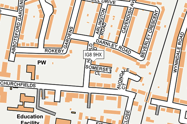 IG8 9HX map - OS OpenMap – Local (Ordnance Survey)