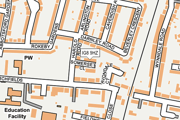 IG8 9HZ map - OS OpenMap – Local (Ordnance Survey)