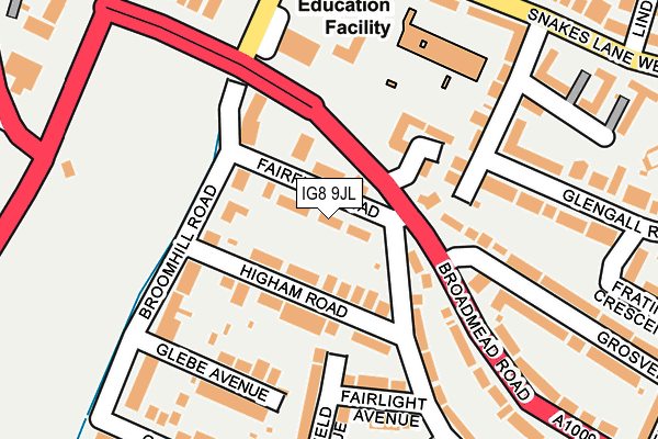 IG8 9JL map - OS OpenMap – Local (Ordnance Survey)