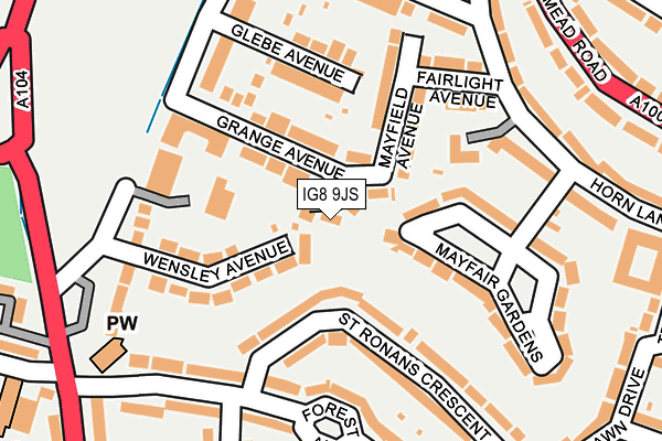IG8 9JS map - OS OpenMap – Local (Ordnance Survey)