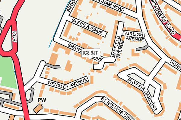 IG8 9JT map - OS OpenMap – Local (Ordnance Survey)