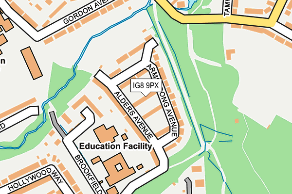 IG8 9PX map - OS OpenMap – Local (Ordnance Survey)