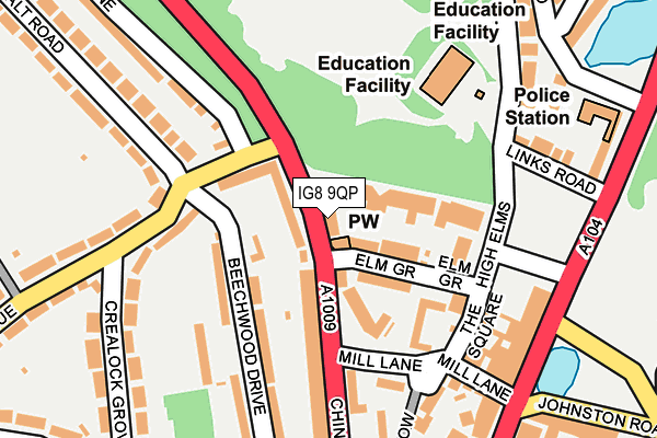 IG8 9QP map - OS OpenMap – Local (Ordnance Survey)