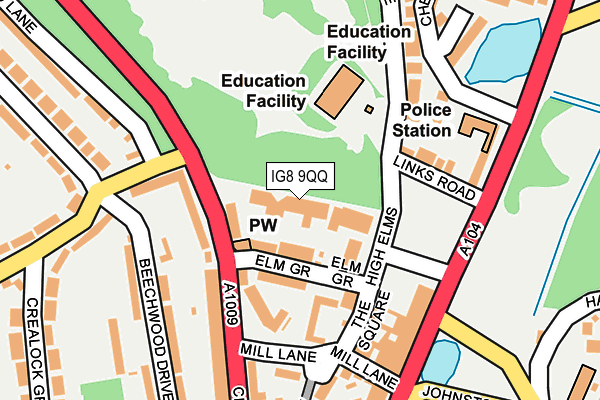 IG8 9QQ map - OS OpenMap – Local (Ordnance Survey)
