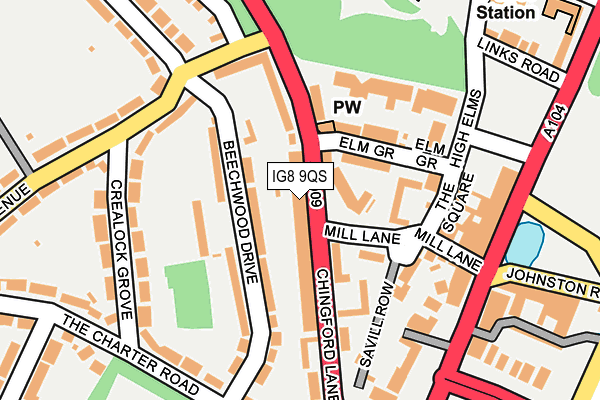 IG8 9QS map - OS OpenMap – Local (Ordnance Survey)