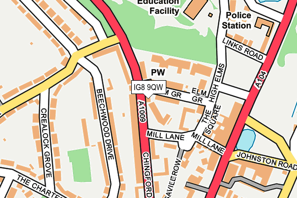 IG8 9QW map - OS OpenMap – Local (Ordnance Survey)