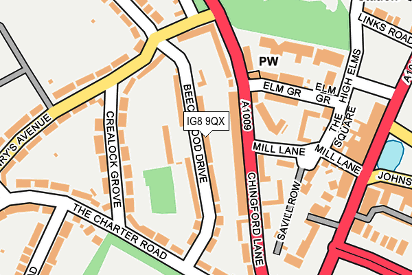 IG8 9QX map - OS OpenMap – Local (Ordnance Survey)