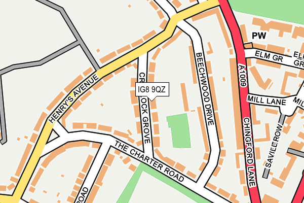 IG8 9QZ map - OS OpenMap – Local (Ordnance Survey)