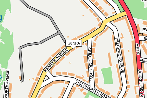 IG8 9RA map - OS OpenMap – Local (Ordnance Survey)