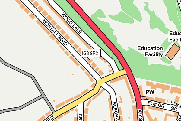 IG8 9RX map - OS OpenMap – Local (Ordnance Survey)