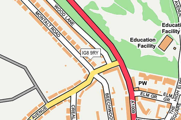 IG8 9RY map - OS OpenMap – Local (Ordnance Survey)