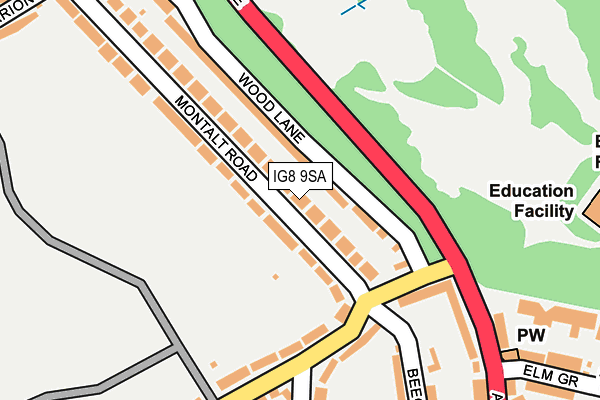 IG8 9SA map - OS OpenMap – Local (Ordnance Survey)