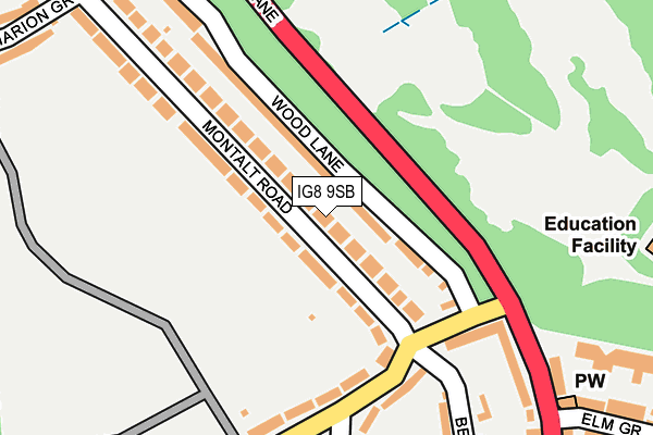IG8 9SB map - OS OpenMap – Local (Ordnance Survey)
