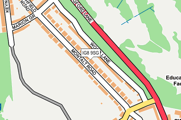 IG8 9SG map - OS OpenMap – Local (Ordnance Survey)