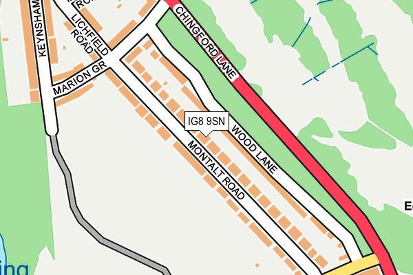 IG8 9SN map - OS OpenMap – Local (Ordnance Survey)