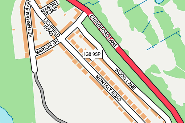 IG8 9SP map - OS OpenMap – Local (Ordnance Survey)