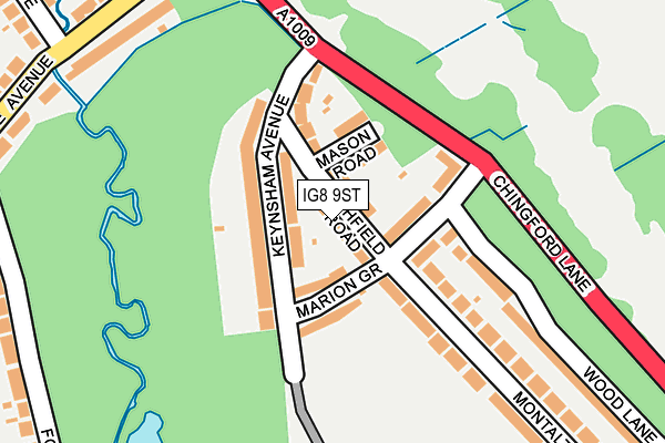 IG8 9ST map - OS OpenMap – Local (Ordnance Survey)