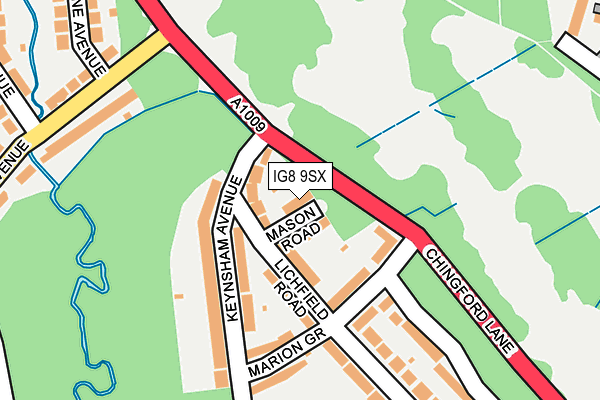 IG8 9SX map - OS OpenMap – Local (Ordnance Survey)