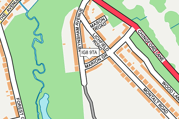 IG8 9TA map - OS OpenMap – Local (Ordnance Survey)