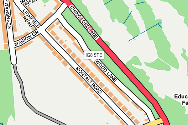 IG8 9TE map - OS OpenMap – Local (Ordnance Survey)