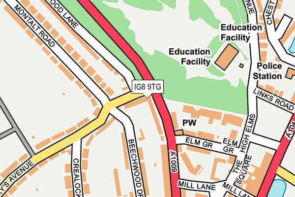 IG8 9TG map - OS OpenMap – Local (Ordnance Survey)