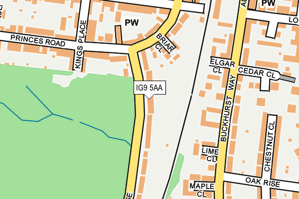 IG9 5AA map - OS OpenMap – Local (Ordnance Survey)
