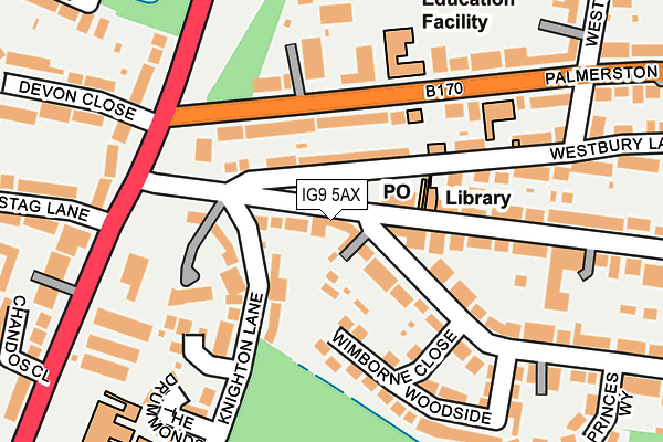 IG9 5AX map - OS OpenMap – Local (Ordnance Survey)