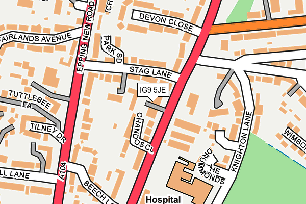 IG9 5JE map - OS OpenMap – Local (Ordnance Survey)