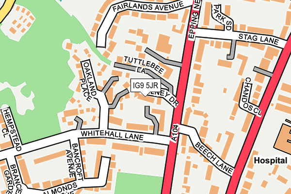 IG9 5JR map - OS OpenMap – Local (Ordnance Survey)