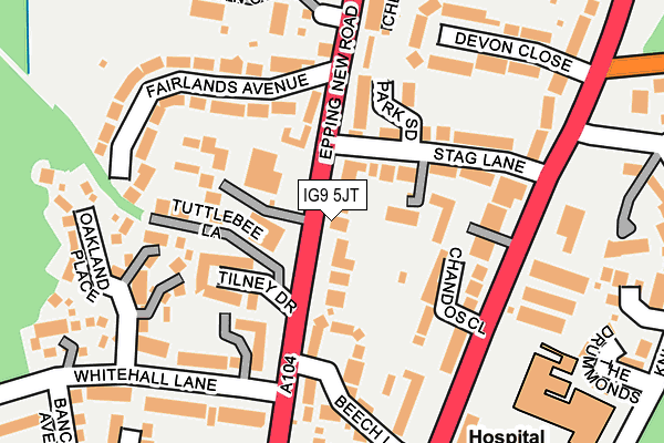 IG9 5JT map - OS OpenMap – Local (Ordnance Survey)
