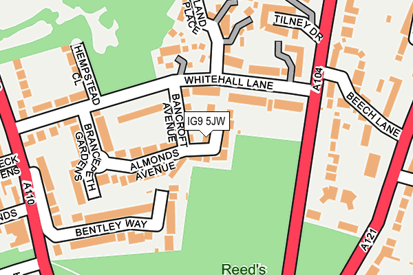 IG9 5JW map - OS OpenMap – Local (Ordnance Survey)