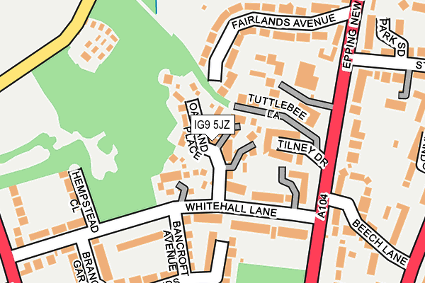 IG9 5JZ map - OS OpenMap – Local (Ordnance Survey)