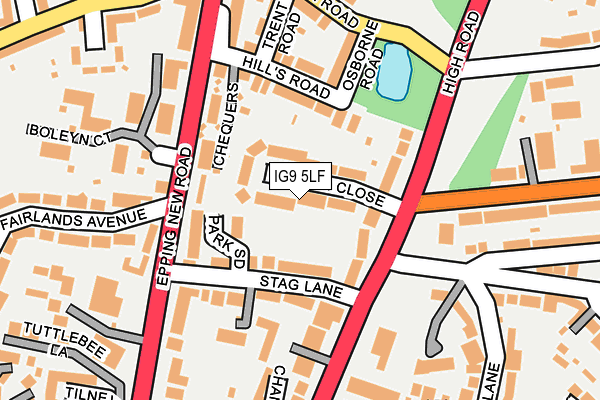 IG9 5LF map - OS OpenMap – Local (Ordnance Survey)