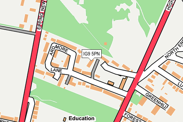 IG9 5PN map - OS OpenMap – Local (Ordnance Survey)
