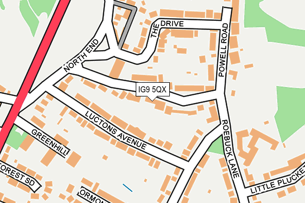IG9 5QX map - OS OpenMap – Local (Ordnance Survey)