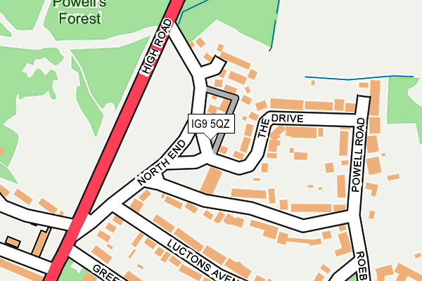IG9 5QZ map - OS OpenMap – Local (Ordnance Survey)