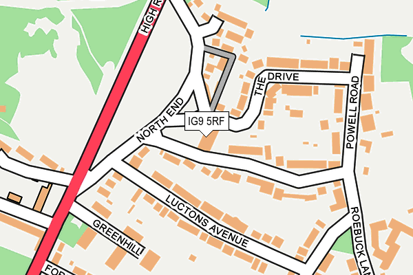 IG9 5RF map - OS OpenMap – Local (Ordnance Survey)