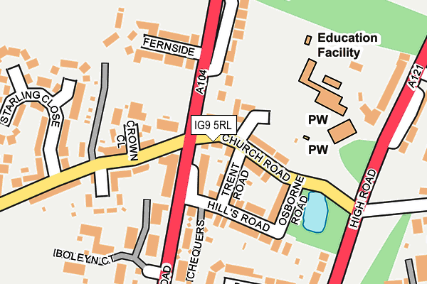 IG9 5RL map - OS OpenMap – Local (Ordnance Survey)