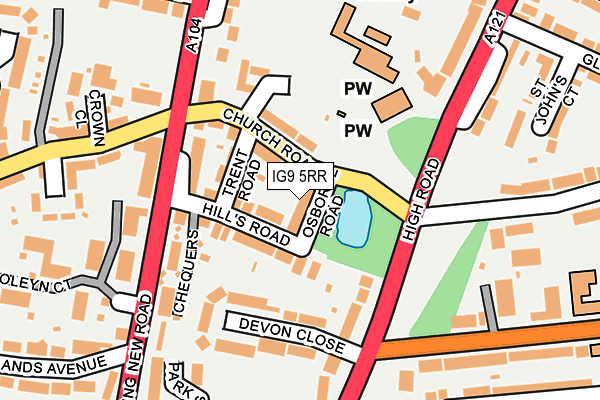IG9 5RR map - OS OpenMap – Local (Ordnance Survey)