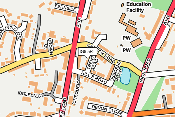 IG9 5RT map - OS OpenMap – Local (Ordnance Survey)