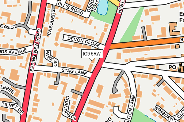 IG9 5RW map - OS OpenMap – Local (Ordnance Survey)