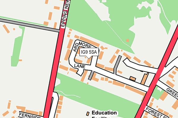 IG9 5SA map - OS OpenMap – Local (Ordnance Survey)