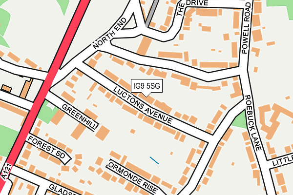 IG9 5SG map - OS OpenMap – Local (Ordnance Survey)